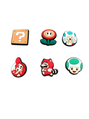 6 pc Super Mario Power-Ups Jibbitz Charm set for Crocs | Free Shipping! - Picture 1 of 3