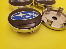 Set Of 4 Subaru Black/Blue Wheel Center Cap, 28821SA030
