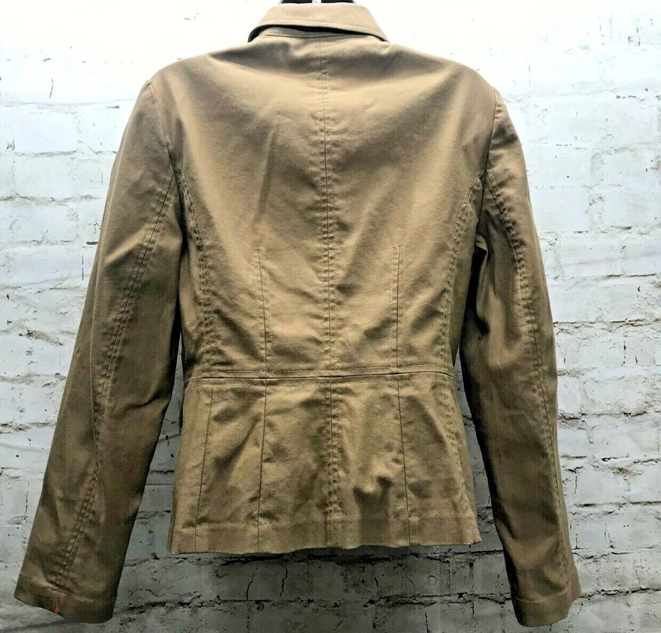 Chaqueta Blazer Tribal Elastizada Para Mujer Talla 8 Marrón Cuello Abotonado Elastizado Foto 4 de 4