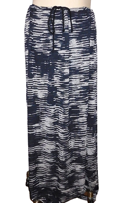 New Womens 2x Maxi Skirt Long White Black BOBEAU NORDSTROM Drawstring Comfy