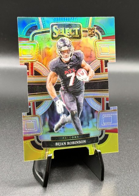 2023 Panini Select Bijan Robinson RC Rookie Green & Yellow Prizm Die Cut