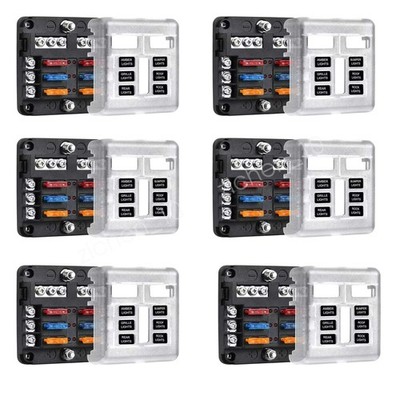 6*6Way 12V Fuse Box 12Volt Blade Fuse Block 6 Circuit W/Negative Bus Waterproof