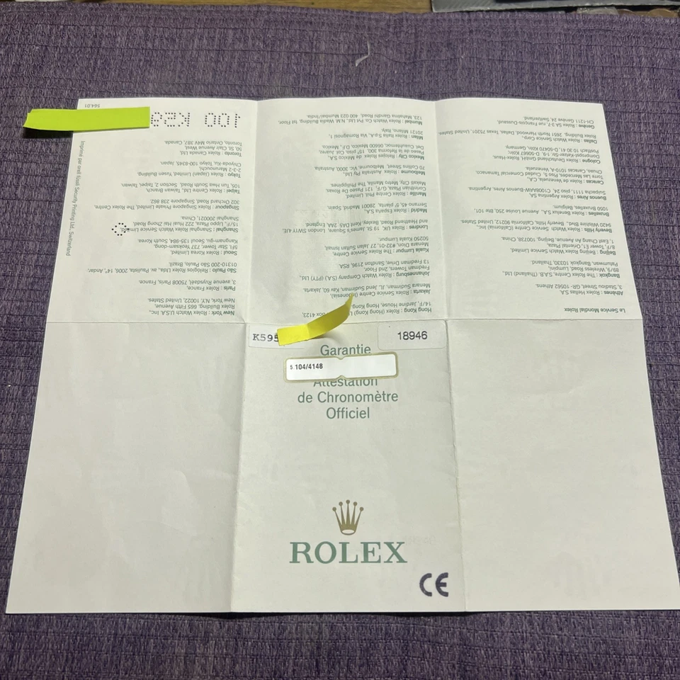 Rolex Certificado Garantía Garantía Rolex Day-Date 18946/K59xxxx Foto 4 de 4