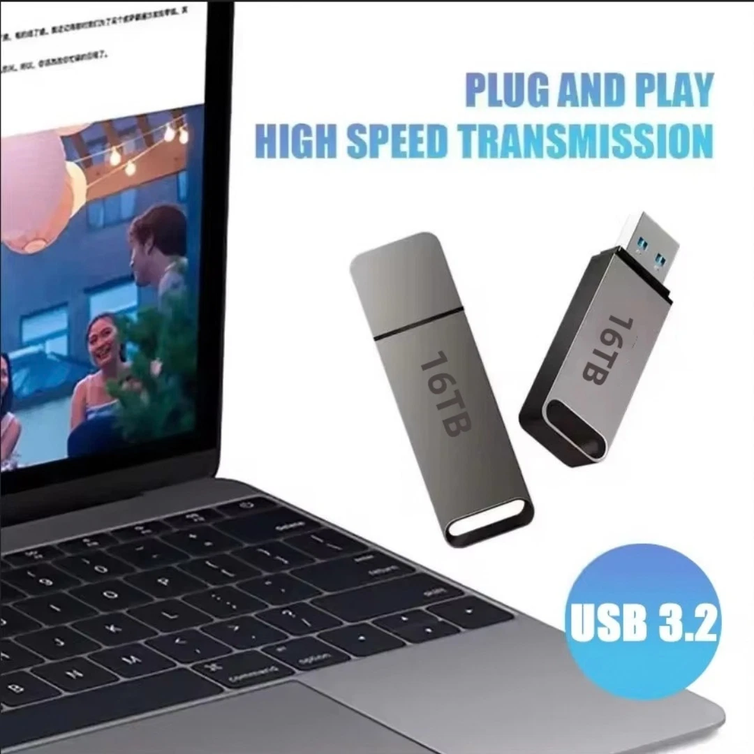 16TB USB 3.2 Metal Flash Drive High Speed Memory Stick Portable USB Storage Pen