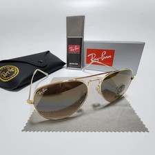 New Ray-Ban RB3025 Aviator Pilot Sunglasses Gold Frame Gradient Brown Lens 58 mm