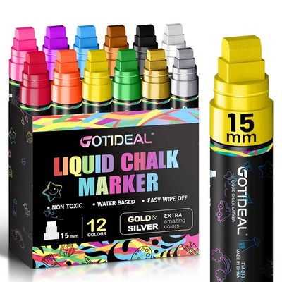 15mm Window Markers, Jumbo Chalk Markers for Blackboard Erasable,Washable Car...