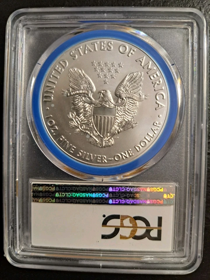 2018 AMERICAN SILVER EAGLE PCGS MS70 FIRST STRIKE OLYMPICS SKIING  - Image 2 of 4