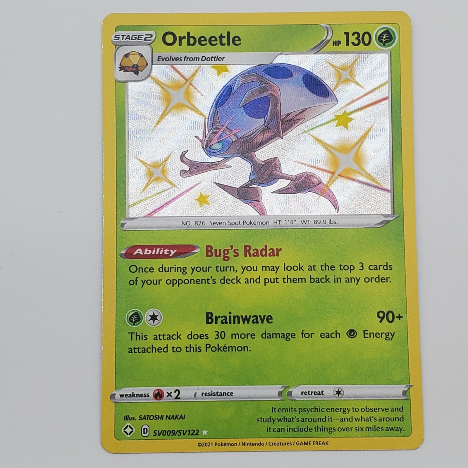 Pokémon TCG Orbeetle Shining Fates SV009/SV122 Holo Shiny Holo Rare LP