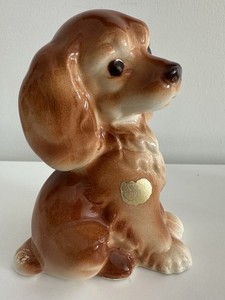 Vintage Mid-Century Royal Copley Brown & Cream Ceramic Spaniel Dog Figurine 6"