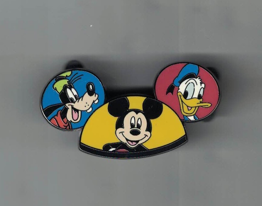 Disney Mickey Mouse Donald Duck Goofy Fab 3 Ear Hat Trading Pin
