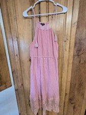 Product Description: Annabelle Boho Lace-Trim Halter Midi Dress with pockets!