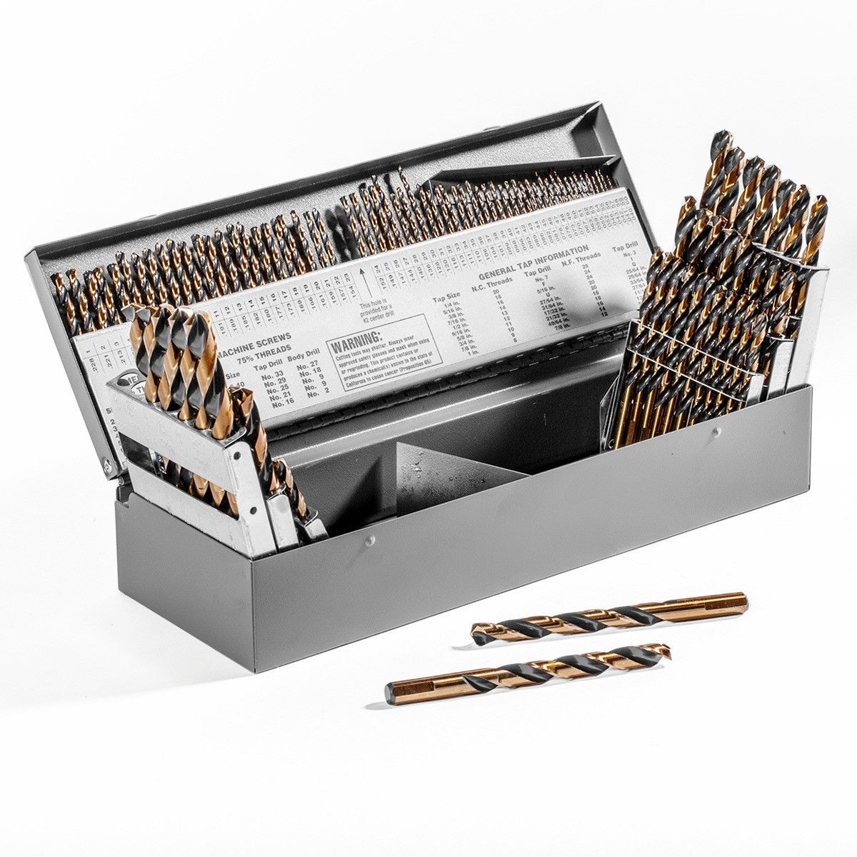 115 Piece Cobalt Drill Bit Set 135 deg PC SPLIT POINT TIPS HIGH SPEED 1/16 - 1/2