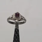 Sterling Silver Locket Poison Ring With Square Red Garnet Vintage Size 8