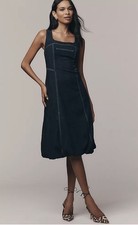 Anthropologie PILCRO Square-Neck Denim A-Line Midi Dress. Size MP. MSRP $178
