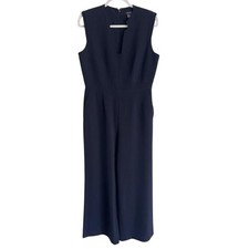 Flawed Navy Blue Sleeveless Wide Leg Jumpsuit Women's 12 NWT Small Hole See Pic 