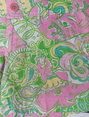 Lilly Pulitzer Callahan Shorts Size 4 Pink Green Monkey Tropical Print Preppy - Picture 3 of 7