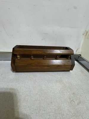 Vtg Solid Wood Flower Box Napkin Letter Mail Cubby Wooden Spindle Holder