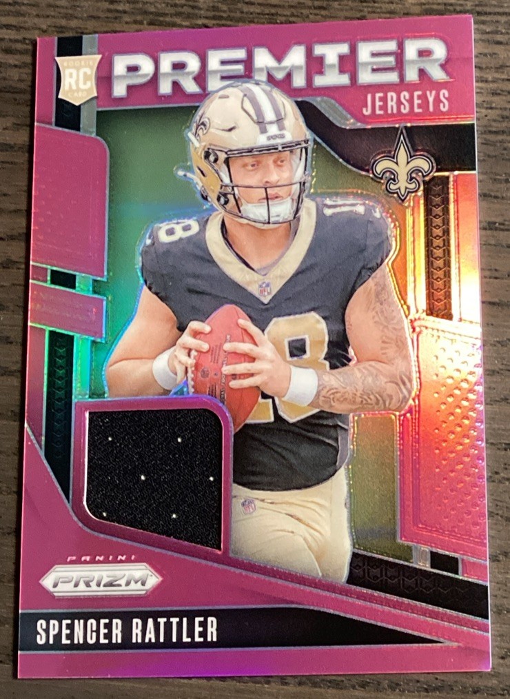 2024 Panini Prizm - Premier Jerseys Spencer Rattler #PJ-SRR Pink Prizm (MEM, RC)