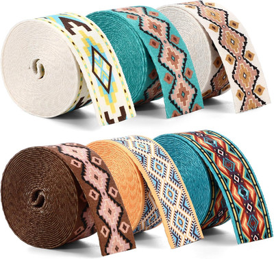 6 Rolls Boho Nylon Webbing 1.5 Inch 3.3 Yard Wide Printed Webbing Straps Purse B