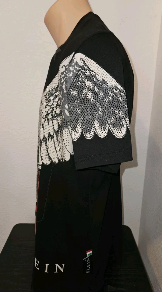 Camiseta Philipp Plein Negra Calavera Bedazzaled Para Hombre XXL (Se Ajusta Más Como M/L) Foto 4 de 4