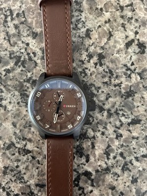 CURREN M-8225 MENS 48mm WATCH w/DATE & FAUX MINI DIALS NEVER WORN NO BOX