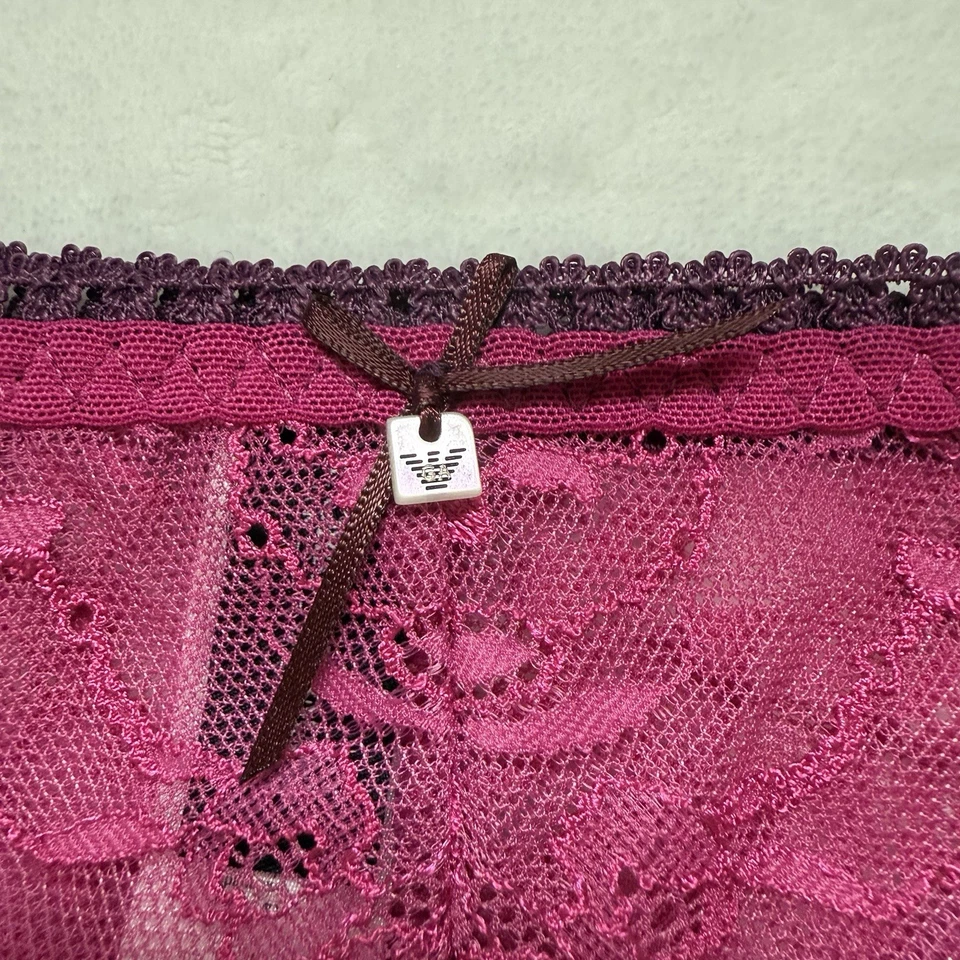 Tanga Vintage Rosa Encaje Emporio Armani Gardenia Nuevo con Etiquetas Lencería Sexy Inventario Muerto XL Foto 2 de 4