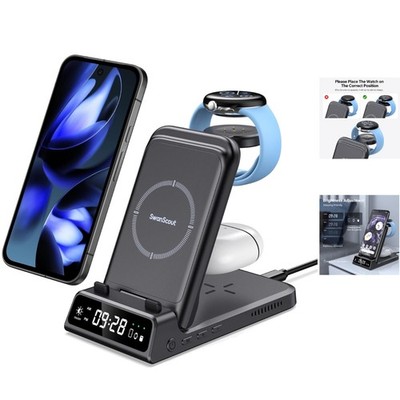 18W Fast Wireless Charger for Pixel Watch 3/2 and Multi Devices - Foldable