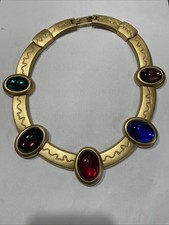 VTG RUNWAY YSL FOR MONET EGYPTIAN GRIPOIX GLOW CAB BYZANTINE NECKLACE
