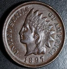 1897 INDIAN HEAD CENT -With LIBERTY & Near 4 DIAMONDS - AU UNC