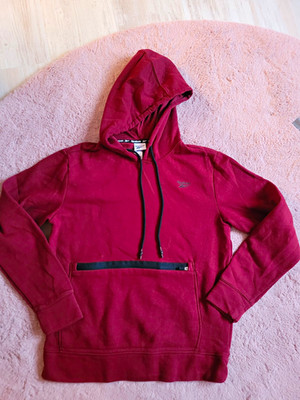 Reebok Herren Hoodie Bordeauxrot Logo Kapuze Kängurutasche Kordelzug Gr. S