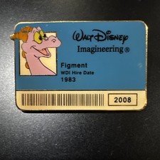 Disney Pin WDI LE 300 Figment ID Badge EPCOT Imagination 2008