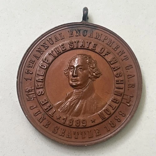 1889 GAR Civil War 17th Annual Encampment Medal Seattle Washington Rare 1899