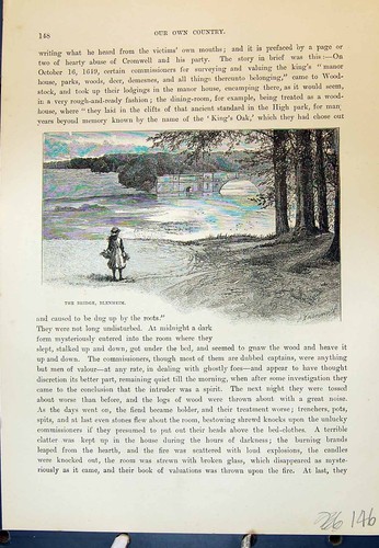 Original Old Antique Print Bridge Belnheim River Palace England Cassell C1882