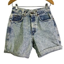 CHIC Shorts Vintage Acid Wash High Waist 80's Y2K Rolled Cuff Retro Denim 26