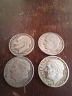 Roosevelt Dimes 10C Silver Lot 1949, 1951, 1951, 1964 Circulated Coins