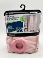 Blackout Curtain Pink Ribbed Grommet Panel By Your Zone 36  X 84  New