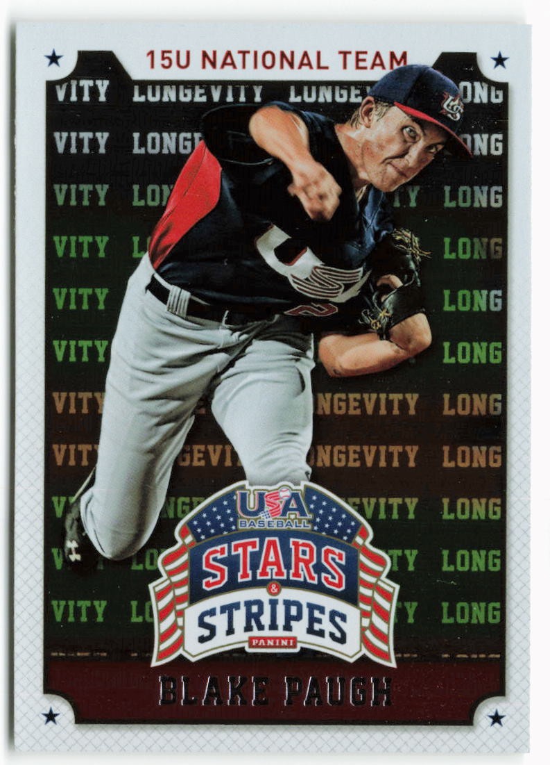 2015 Blake Paugh Panini USA Baseball Stars & Stripes Rookie Longevity Hobby