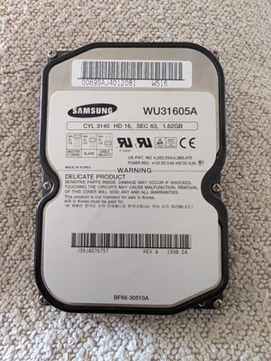 Samsung WU31605A 1,62gb IDE 3,5 Zoll Festplatte Festplatte Vintage 1998