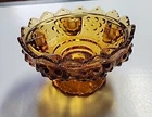 Fenton Amber Glass Hobnail Candle Bowl Vase Vintage