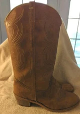 Vintage 70s Dingo Brown Cowboy Western Boots 7607 Made In USA Womens Size 9.5 M