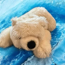 Sea World Polar Bear Plush Cub Off White Stuffed Animal Laying Down