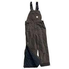 Carhartt Brown Quilt Lined Duck Knee Zip Mens Bib Overalls 104031 DKB Sz M Short
