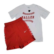 Nike Dri-fit Youth Boys Large "Baller" Baseball Tshirt Athletic Shorts Outfit