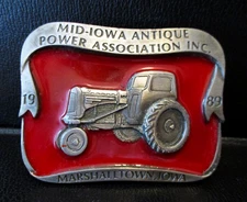 Minneapolis Moline R Tractor Belt Buckle Mid-Iowa Antique Power 1989 Marshall MM