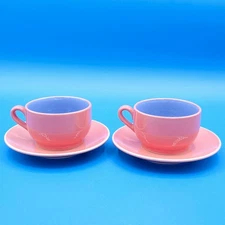 Lindt-Stymeist Colorways Demitasse Espresso Cups and Saucers Set of 2 Pink Blue