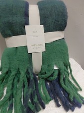 Threshold Throw Blanket 50X 60" Green/Blue Stripe With Fringes