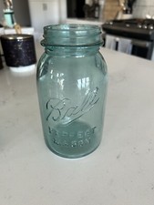 Vintage 1910-1923 Ball Mason Aqua Blue Quart Jar