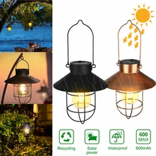Solar Hanging Lantern with Shepherd Hook Outdoor Metal Led Garden Lamp Lights