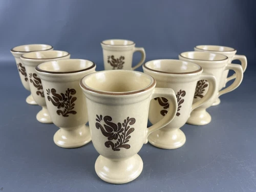 Pfaltzgraff Village GrandMug Footed Pedestal Mug 5.25" Tall Lot of 8 Vintage USA