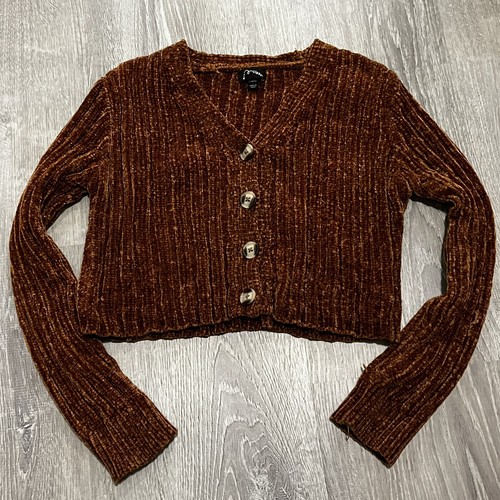 Art Class Girls Cardigan Sweater Sz L 10 / 12 Brown Button Front Chunky Knit - Picture 9 of 10